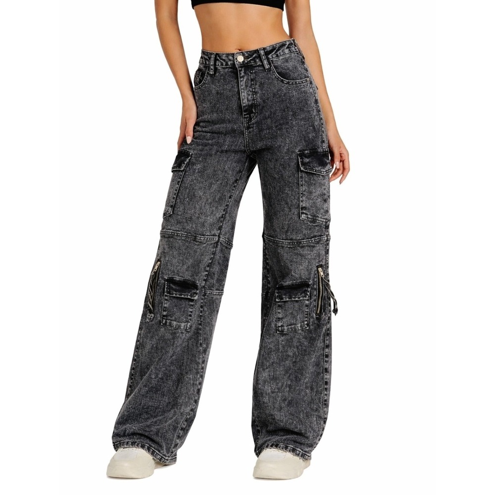 NEW VIP Jeans Size 5 / 27 Womens Black Wash Baggy Skater Y2k Grunge Streetwear